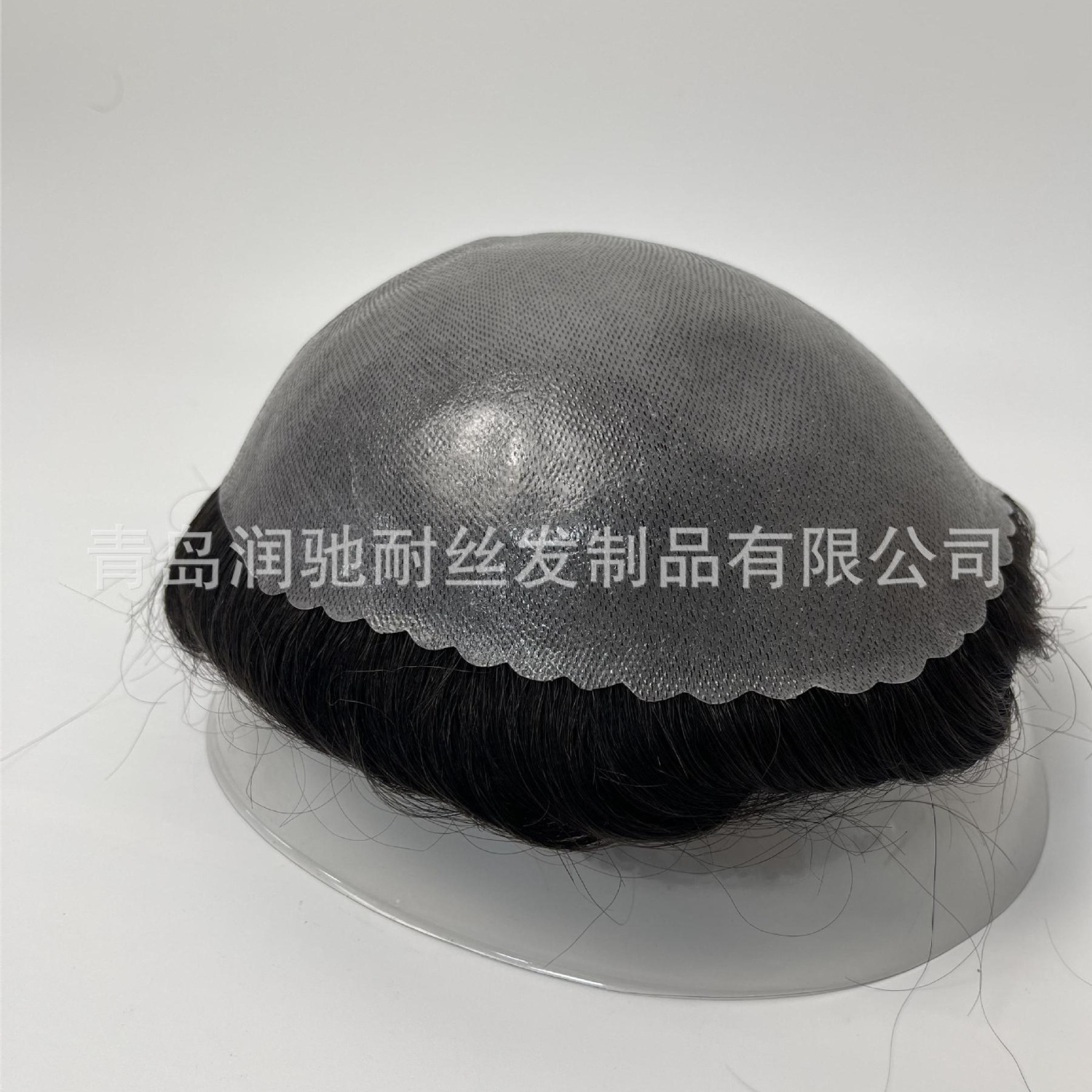 Bloqueo de cabello comercio exterior piel vieja mitad de botón ondulado borde natural línea de cabello fábrica directa peluca de hombre