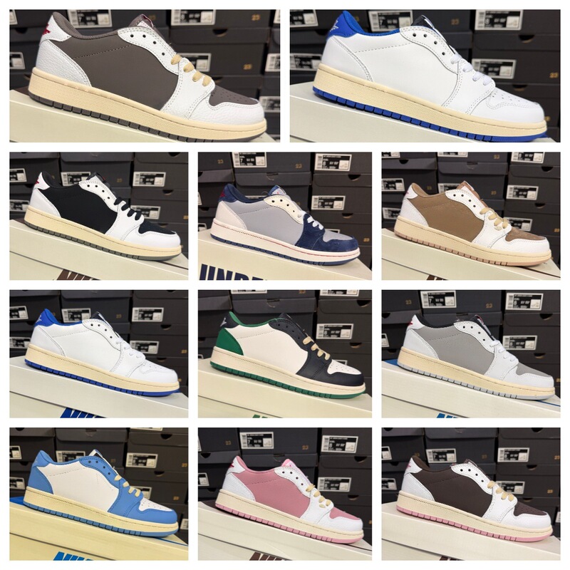 Collaboration model AJ1 LOW low-top men's sneakers Chicago Mocha Reverse 2.0 Shadow Gray retro basketball shoes