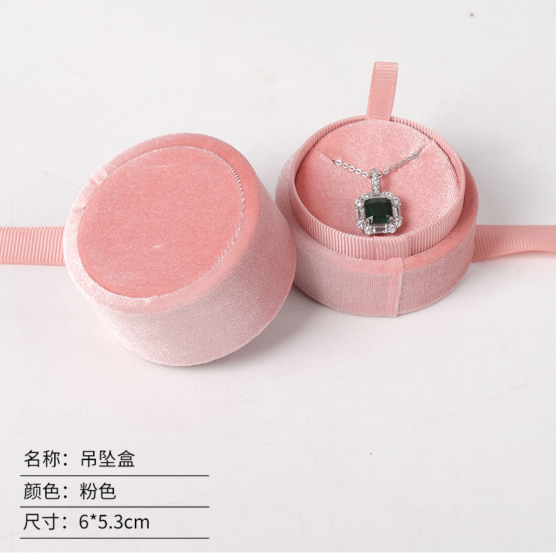 Caja de embalaje de joyas de anillo de terciopelo en forma de corazón redondo caja de joyas de terciopelo coreano caja de joyas de terciopelo Tiandi cubierta caja de joyas de cinta image 20