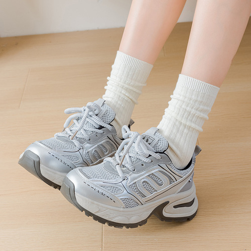 White Socks Women Crew Socks Spring Summer Cream Ins Trendy Korean Style Long Socks Anti-Odor Solid Color Cotton Socks Black Bunchy Socks