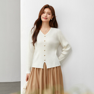 [Soft Waxy Comfortable Lazy V-neck Slim Sweater] Slim Show plus size Women's Fat mm2025 Spring New