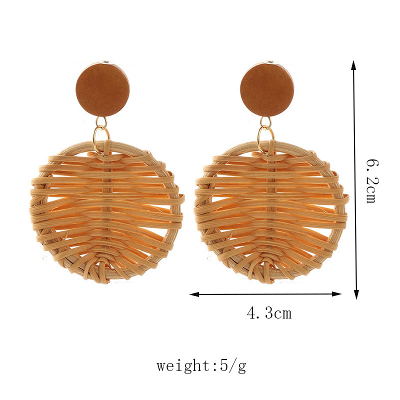 Fashion Bohemian Hand-woven Geometric Rattan Earrings display picture 1