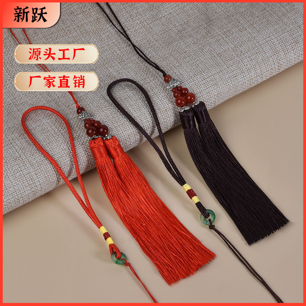 仿玉珠绳头荷花双穗流苏 diy纯手工编织服饰流苏穗子香包配饰挂件