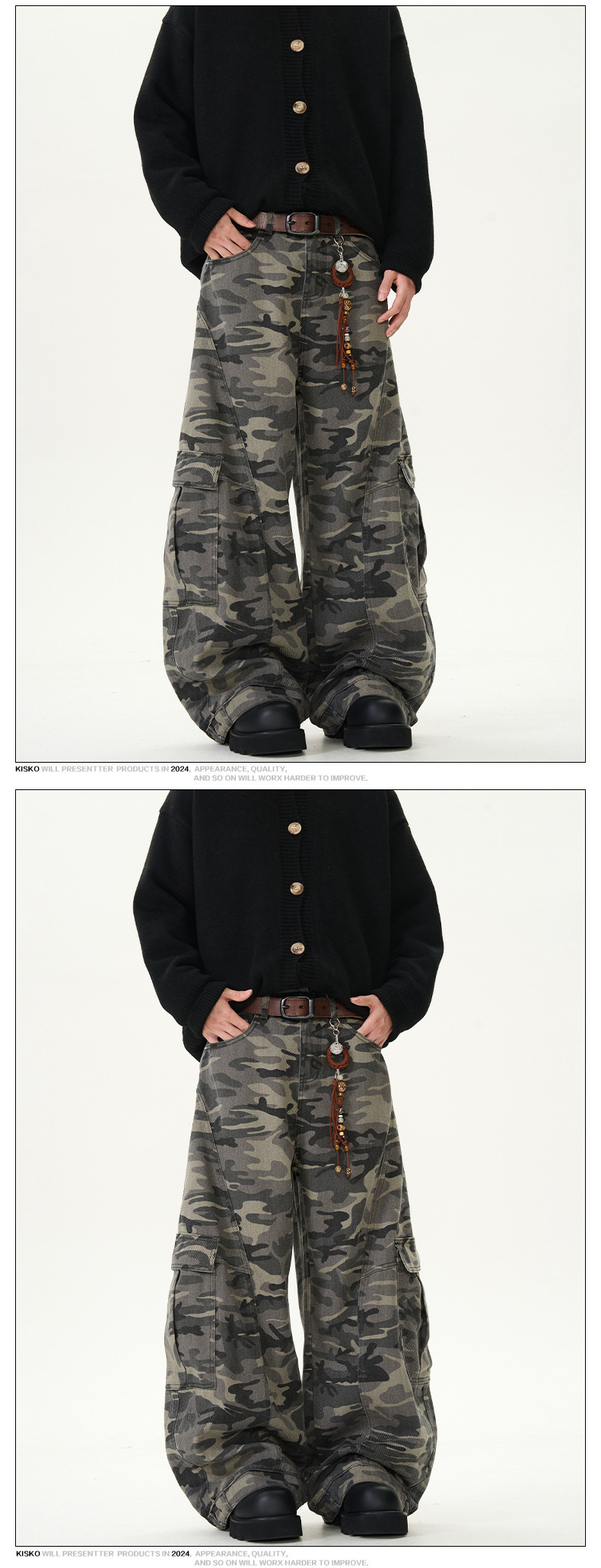 Vintage militaire camo cargobroek voor dames en heren_voghion.com