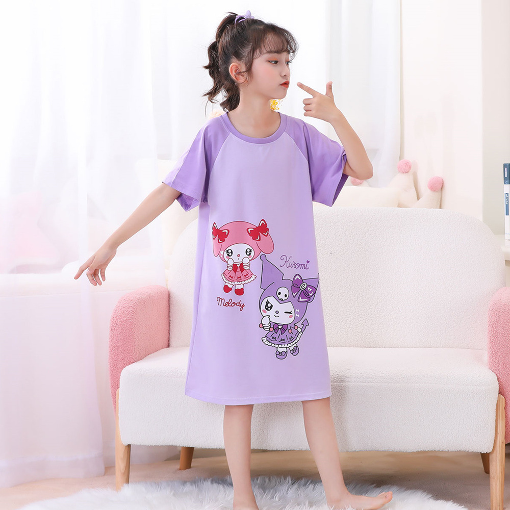 Pijama infantil princesa viento de verano nuevo pijama de niña manga corta Kulomi vestido de dibujos animados ropa para el hogar