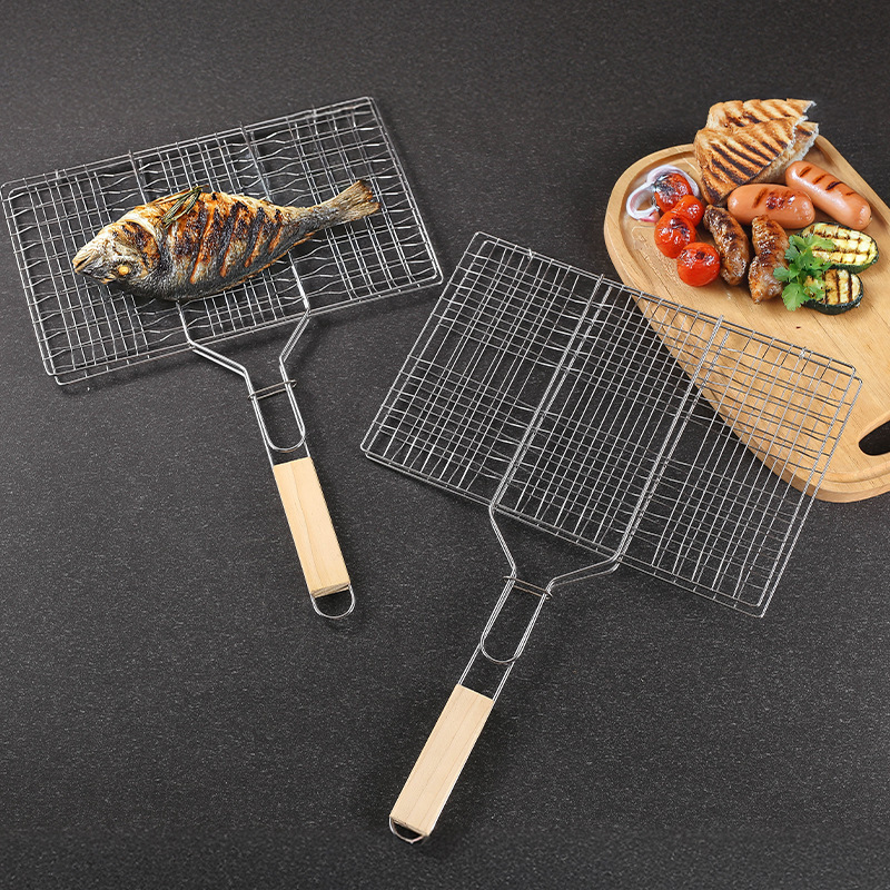 Barbecue Net, Outdoor Barbecue Accessories, Grilled Fish Clip with Handle, Grilled Fish Net, Grilled Burger Net, Barbecue Net Tools and Supplies