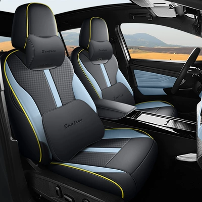 Modelə uyğun (Original) oturacaq örtükləri: car seat cushion - fresh-blue-memory-cotton-version-id-4-dedicated-five-seats-front-full-bag-rear-half-bag