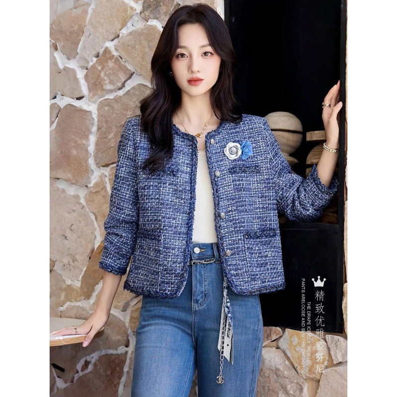 Chanel-Style Tweed Jacket for Women, Autumn New French Elegant Socialite Coat, Petite Versatile Chic Top