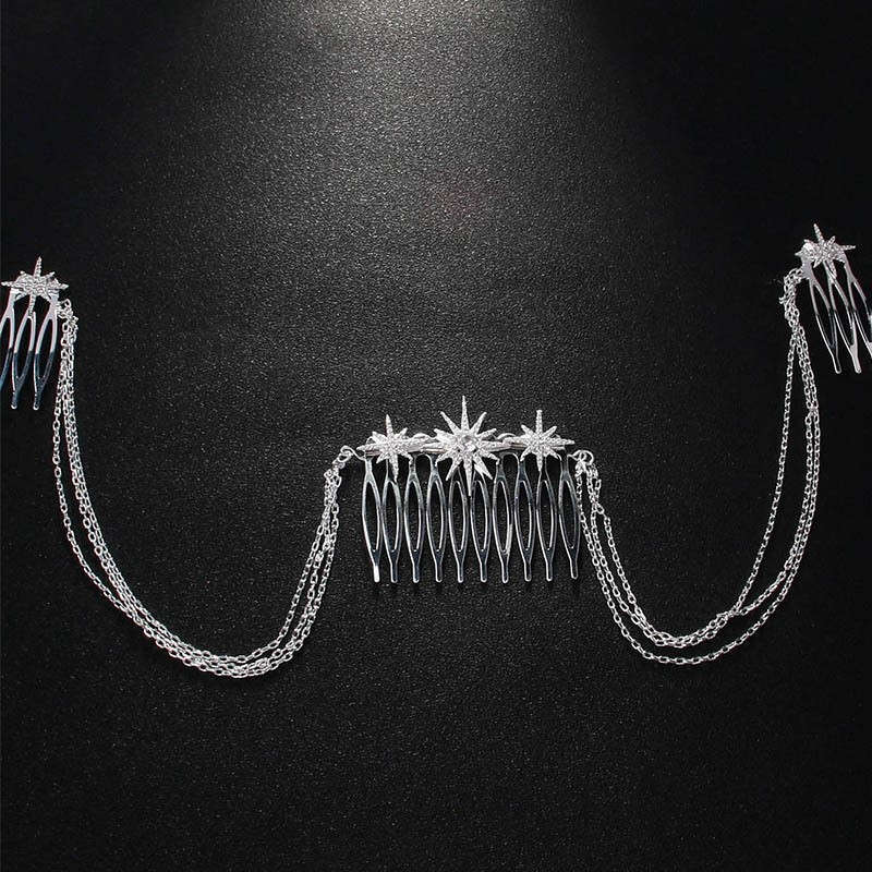 Amazon Hot Sale Estrellas Termites Temperament Diamond Bridal Hair Accessories Premium Headwear