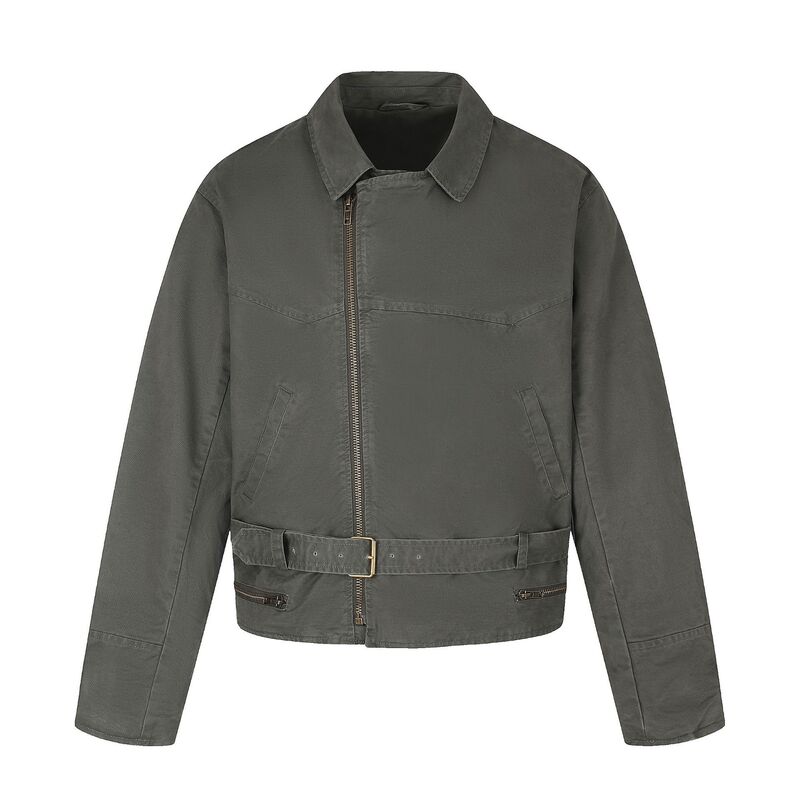 11KN American retro straight-shoulder work jacket for men and women, loose-fitting heavy-duty biker style with diagonal zipper, trendy casual outerwear 11KN American retro straight-shoulder work jacket for men and women, loose-fitting heavy-duty biker style with diagonal zipper, trendy casual outerwear