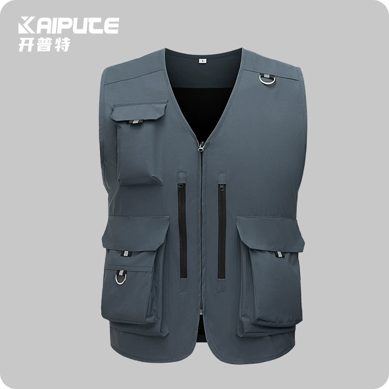 Мужской рабочий жилет для трансграничной торговли с множеством карманов, жилет для фотографа и рыбака с нанесением логотипа, режиссерский жилет.