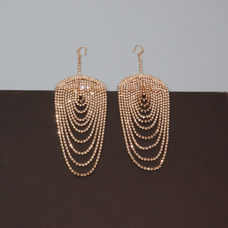 Fashion Geometric Alloy Tassel Rhinestones Womenu0027S Drop Earrings 1 Pair