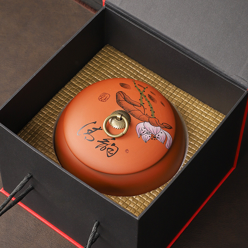 Ceramic Retro Home Use Tea Canister Small Size Sealed Tea Pot Moisture Proof Pu'er Zisha Storage Canister Manufacturer Wholesale LOGO