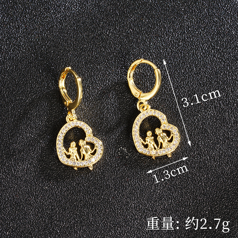 Vietnam arena oro micro incrustaciones ligero lujo hueco amor collar mujer pareja pendientes diseño de nicho sentido joyería al por mayor