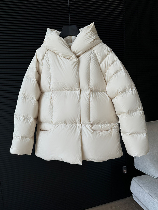 羽绒服女2025年冬季新款短款高端洋气小个子泡芙连帽90白鸭绒外套|undefined