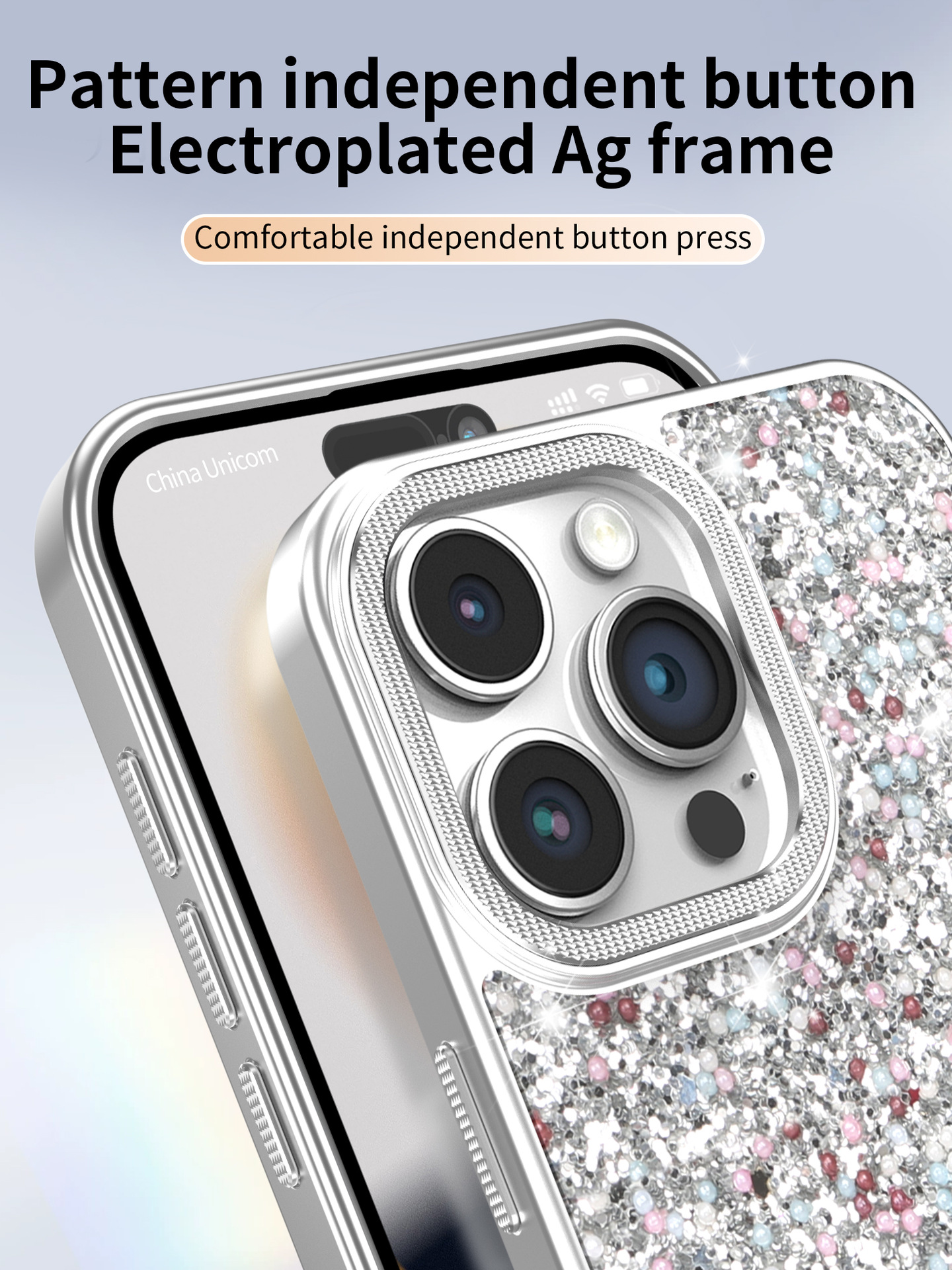 Ốp lưng iPhone đính đá sang trọng, chân đế kim cương, chống sốc viền dày cho 16 Pro Max / 15 / 14 Pro — Trắng đàn piano, Đen kinh điển, Màu vàng đậm chi tiết 9
