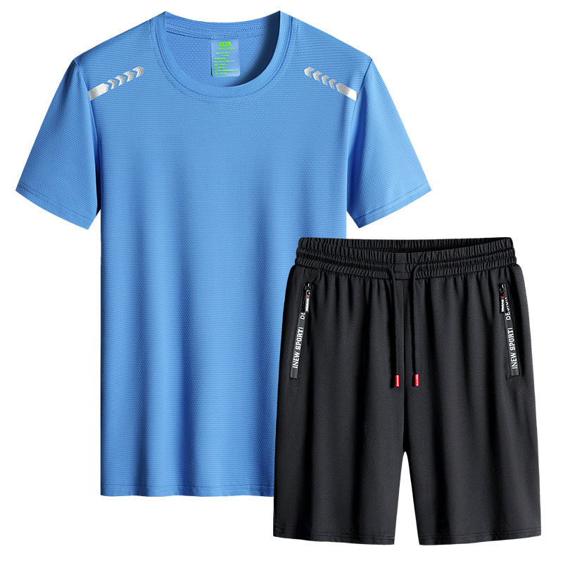 Traje de los hombres 2022 traje de seda de hielo absorbente de sudor transpirable moda camiseta pantalones cortos deportes casuales verano traje de los hombres
