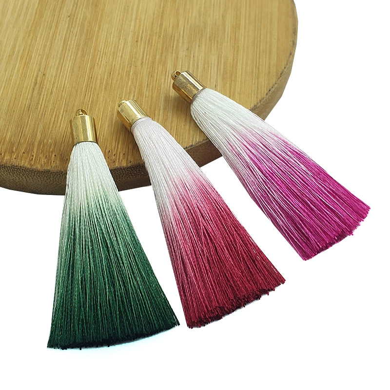 Hair accessory with tassels handmade, pendant, earrings, material, accessories, 7cm, gradient
