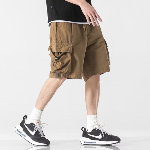Japanese trend brand city boy functional workwear pocket shorts for men, summer sports straight-leg loose casual five-pocket pants