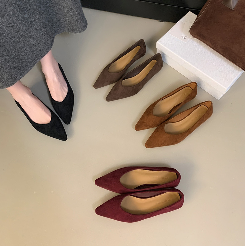 法式小众棕色单鞋女鞋子2025早春坡跟气质尖头通勤晚晚奶奶鞋
