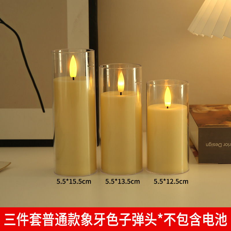 LED vela electrónica acrílico taza de vidrio vela luz fiesta boda decoración vela electrónica