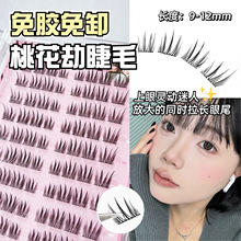 平度新品免胶桃花劫假睫毛女团自然三部曲黑梗灵动仿真单簇眼睫毛