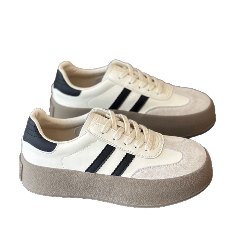 Zapatos de entrenamiento de la escuela de zapatos de mujer 2025, primavera y verano, zapatos blancos de suela gruesa, moda casual, zapatos deportivos Gump