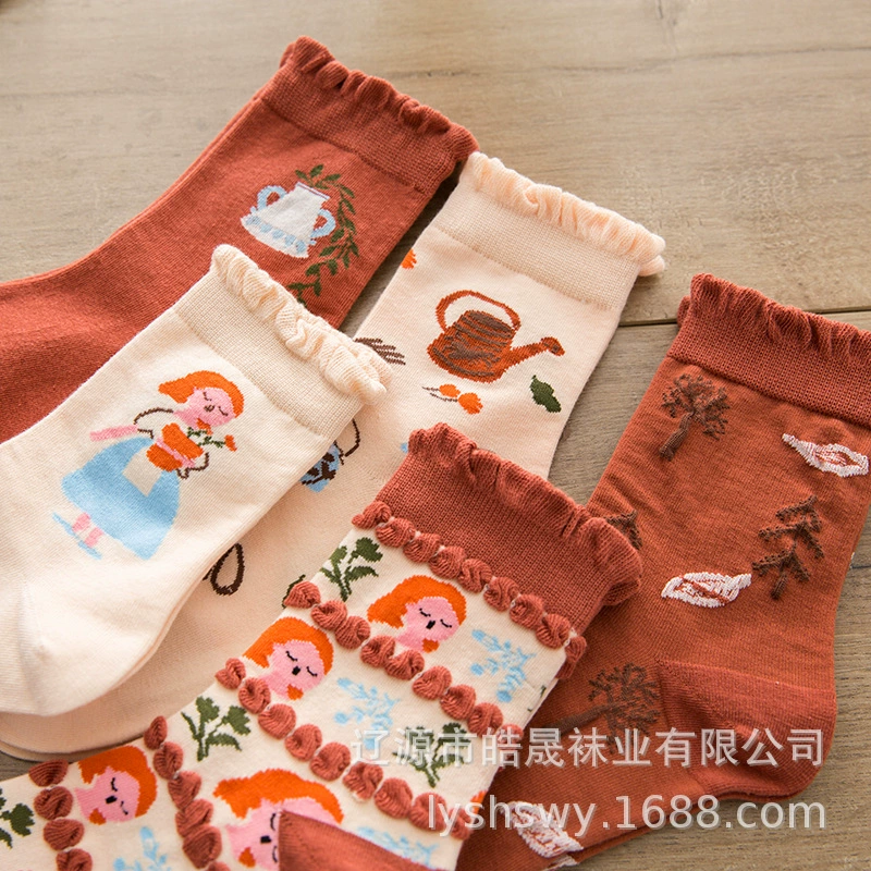 Autumn cartoon cute socks, direct factory sales, mid-length, Korean style