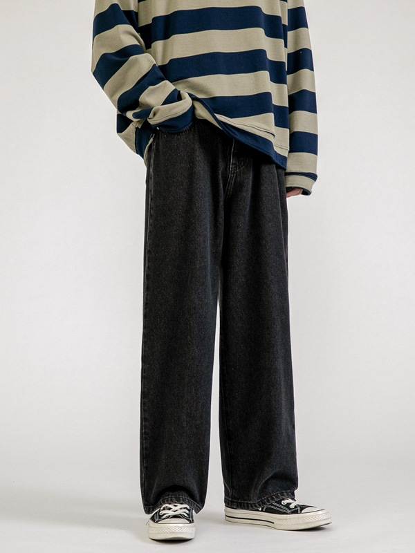 LKTM para hombre # jeans para hombre Four Seasons 2024 nuevo estilo ins pantalones de trapeador casuales de pierna ancha y recta sueltos