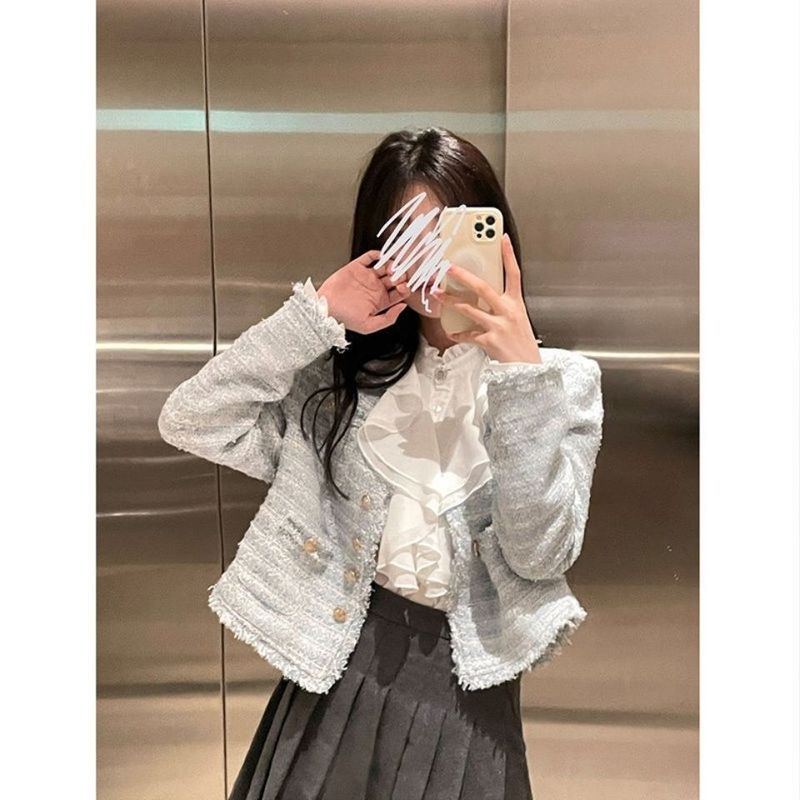小香风洋气别致上衣长袖法式白衬衫女设计感小众内搭打底衬衣秋冬|undefined