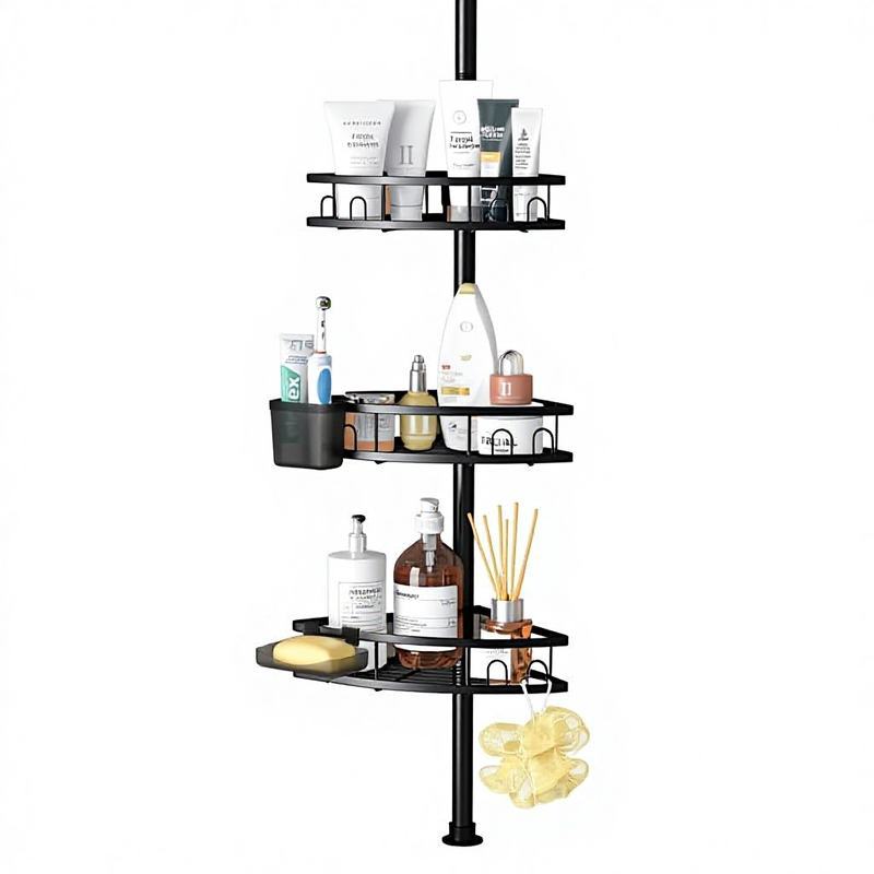 Four-Layer Telescopic Corner Bathroom Storage Rack, Adjustable Bathroom Storage Shelf, Bathtub Shampoo Storage Corner Rack