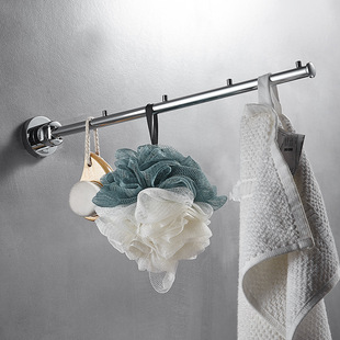 Bathroom Movable Towel Bar, All-Copper Double Rod, Towel Rack with Hooks, Bathroom Accessory, Rotating Storage
