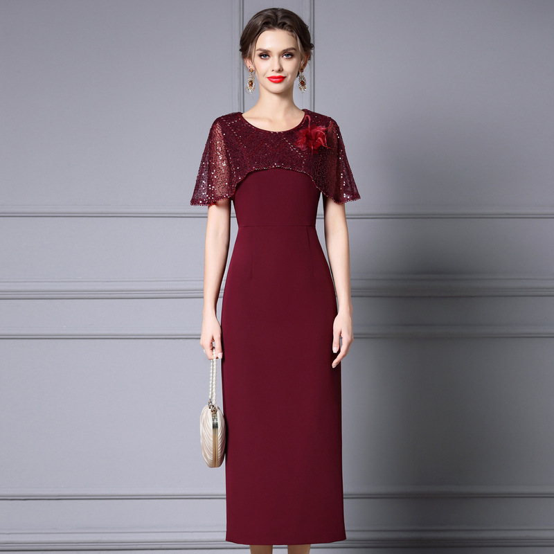 Zhili Slightly Fat Important Occasion Dress Shenzhen Nanyou Classy Western Style Red Sequin Flower Slim Long Skirt Zhili Slightly Fat Important Occasion Dress Shenzhen Nanyou Classy Western Style Red Sequin Flower Slim Long Skirt