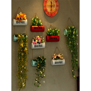 Industrial Style Iron Art Retro Wall Hanging Restaurant Flower Basket Pendant Wall Green Plant Hanging Decoration Creative Wall Decoration