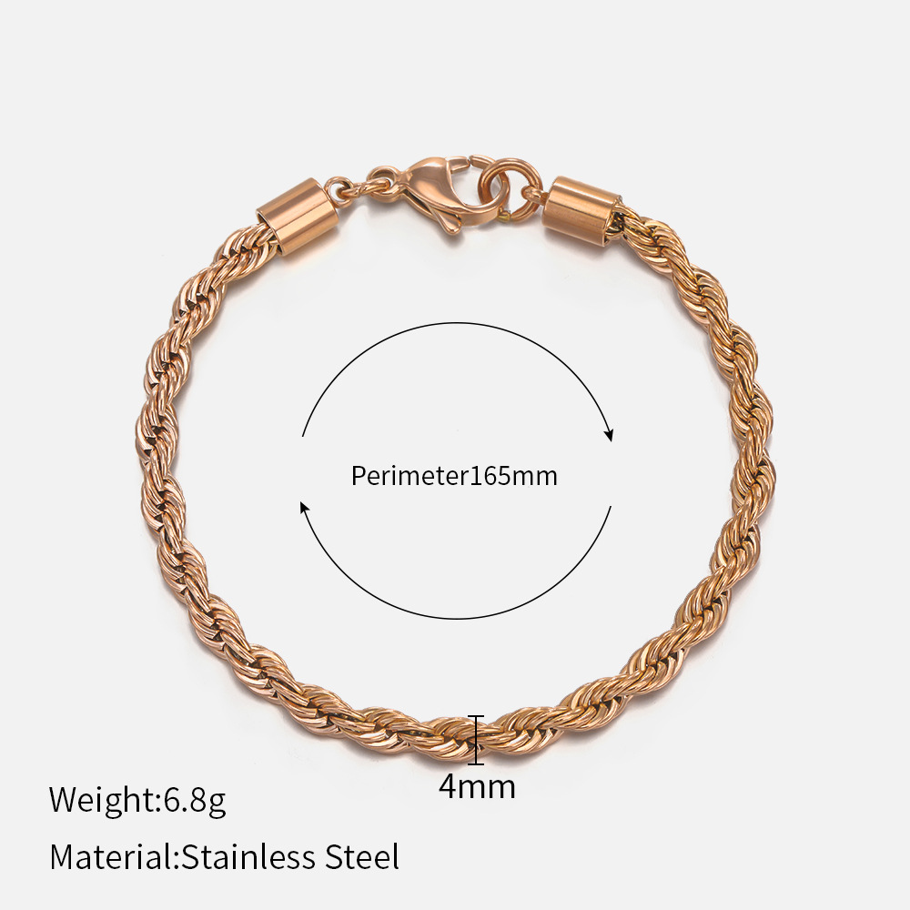 Twist Pattern Women'S Gender Simple Style Twist 304 Stainless Steel Stainless Steel Bracelets In Bulk