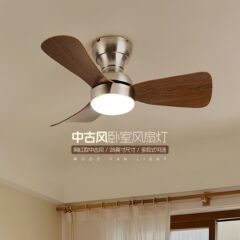 中世スタイルの寝室のファンランプシーリングランプ新しい中国風の目の保護サイレントスタディルームダイニングルームランプ家庭用小型ファンシャンデリア