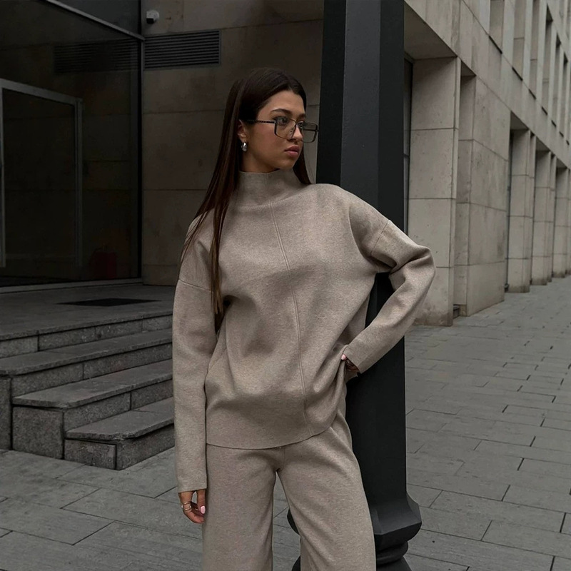 2026 Autumn/Winter Russian Long-Sleeve Loose Casual Pants and Sweater Set for Women, Best-Selling in Europe and America, Slit Design Set 2026 Autumn/Winter Russian Long-Sleeve Loose Casual Pants and Sweater Set for Women, Best-Selling in Europe and America, Slit Design Set