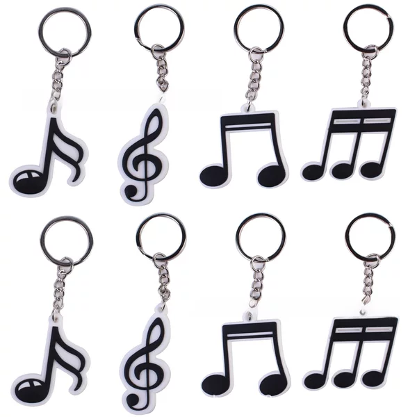 pvc key chain black and white musical notes music bag pendant DIY spot wholesale cross-border special key ring