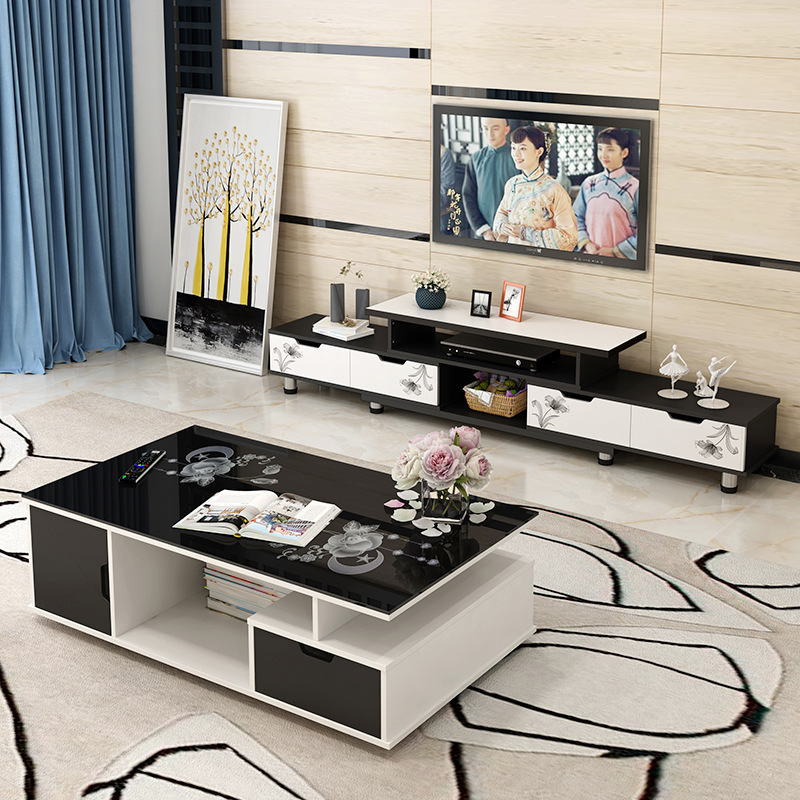 Mueble de TV mesa de café mesa de combinación moderna sala de estar minimalista casa simple pequeño apartamento económico gabinete de TV gabinete de piso