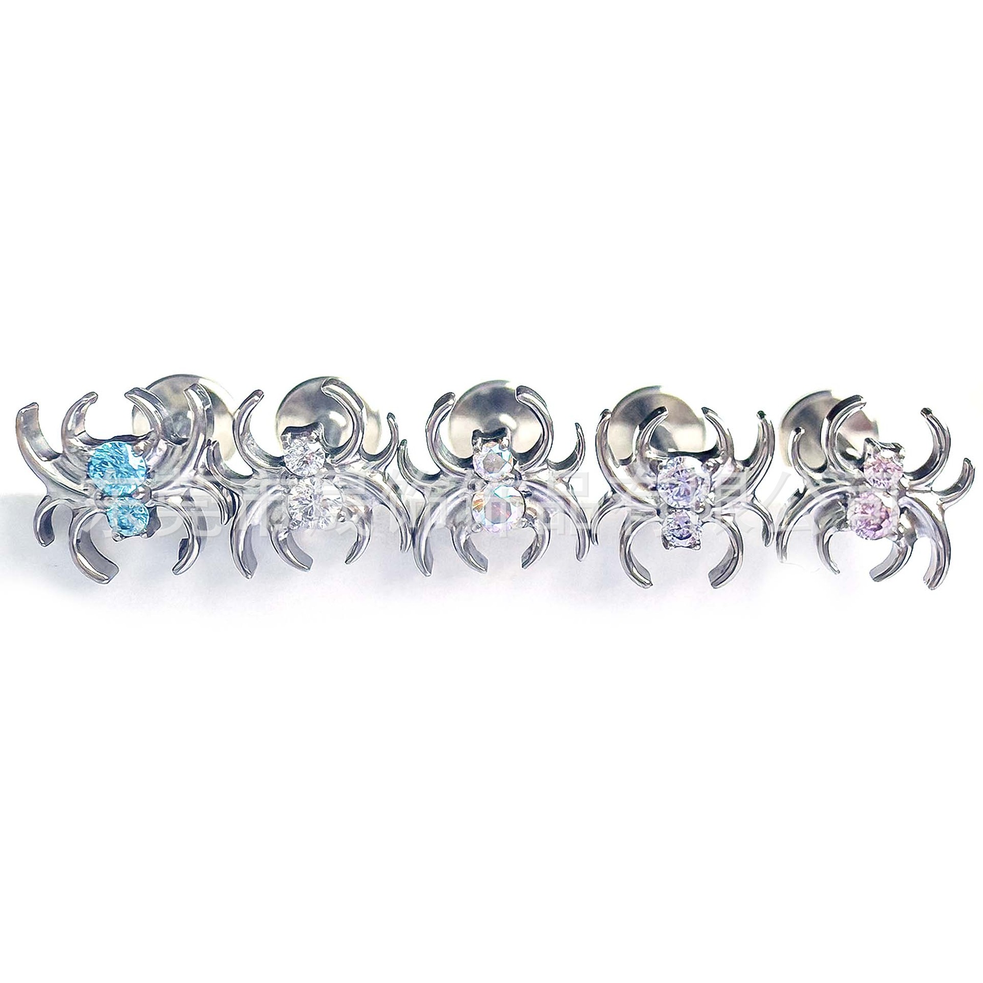 F136 Titanium 蜘蛛 Ear Stud Studded 5A Cubic Zirconia Helix Cartilage Stud G23 Implant Grade Titanium Labret Stud Jewelry Ear 蜗钉 Geometric 造型