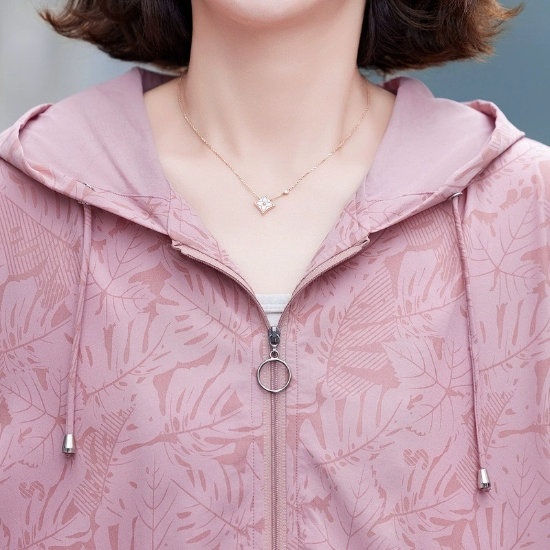 _XinXinjia весенняя куртка с капюшоном, дышащая защита от солнца для мам, свободный крой, хаки/фуксия, размеры XL-5XL