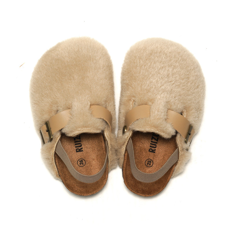 RUIZUSTOCK Automne Hiver Nouvelles Sandales Chaudes En Daim Fourrure De Lapin Pour Enfants En Liège Pour Garçons Et Filles_voghion.com