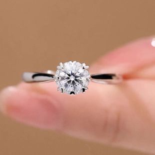 D Color 1 karat Moissanite Ring Women's S925 Sterling Silver Little Red Book New Octailed One Heart Snowflake Cross-border Wedding Ring
