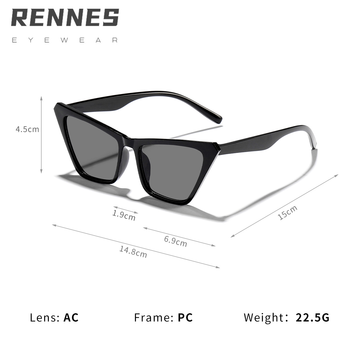 Nuevas gafas de sol de alta gama de ojos de gato transfronterizas, personalidad de moda europea y americana, gafas de sol de protección solar de todo fósforo Sunglasses