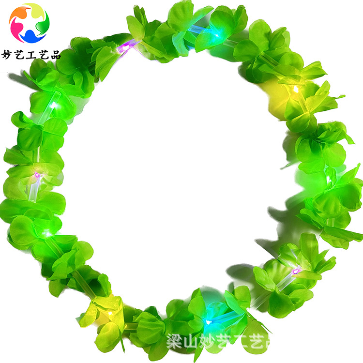 Cuello de poliéster transfronterizo colorido conjunto de guirlandas de flores de luces de fiesta de cumpleaños pulsera guirlandas