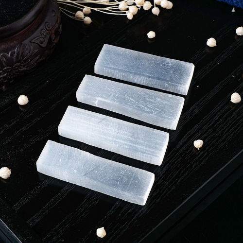 Cross-border Amazon nitrite transparent white crystal gypsum raw stone rod cat's eye gypsum rod home decoration ornaments