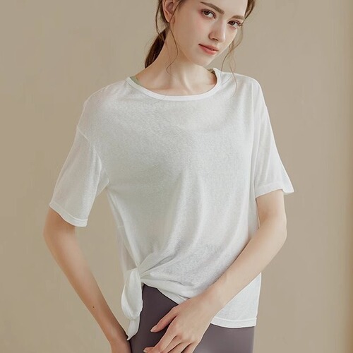 Women's Loose Fit Hooded Sweatshirt for Summer, Lightweight Yoga Top, Breathable Running and Fitness Short Sleeve T-Shirt