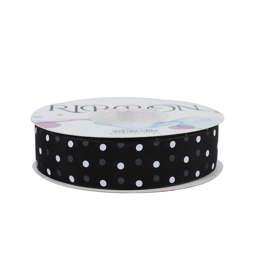 2,5 cm Polka Dot hilo transparente impresión cinta flores floral caja de regalo embalaje con puntos organza fábrica al por mayor