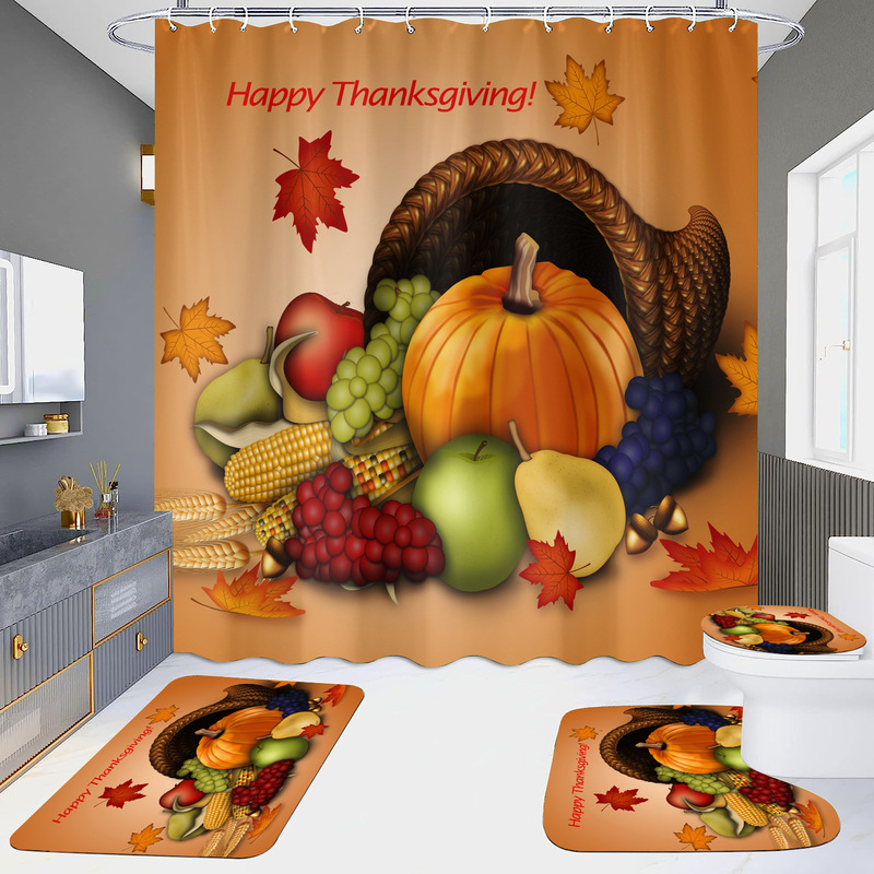 SOURCE Factory HD digital printing Wansheng shower curtain combination suit waterproof punch-free bathroom hotel partition curtain