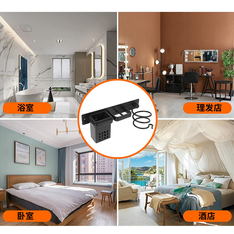 Secador de pelo soporte de aluminio espacio baño plancha de pelo rizador de pelo férula rack de almacenamiento con tubo peluquería portaherramientas